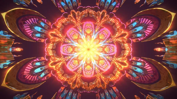 Mandala Simmetrico Sfondo Colorato Ipnotico Fantasia Etnica Multicolore Caleidoscopio Carta — Foto Stock