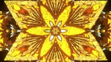 Trippy futuristik mandala arka planı ile Psikedelik 3D kusursuz vj döngüsü trans asit kalıpları ve sonsuz meditasyon çakra tüneli için