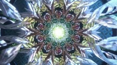 Mandala trippy güzel renkli etnik süslemeler psikedelik yolculuk görsel arka plan işitsel 3D döngü tünel soyut arabuluculuk için sakin enerji çakra