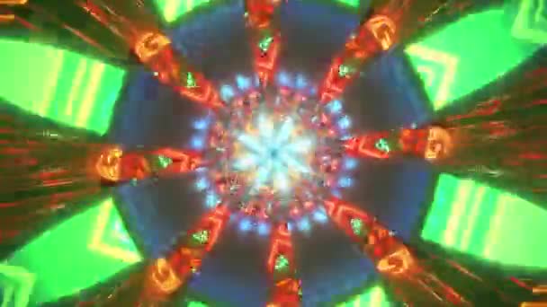 Patrón Flores Sin Costuras Bucle Trippy Psicodélico Abstracto Túnel Mandala — Vídeos de Stock