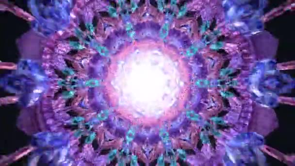 Mandala Psychedelische Naadloze Loop Trippy Trance Tunnel Met Heldere Kleuren — Stockvideo