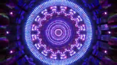 Kaleydoskop enerji dalgası. Parlak neon çiçekli trip desenli tünel döngüsü. Kusursuz vj döngüsü.