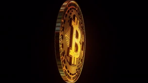 Crypto Moneta Digitale Bitcoin Rotante Alfa Opaco Ciclo Criptovaluta Tecnologia — Video Stock