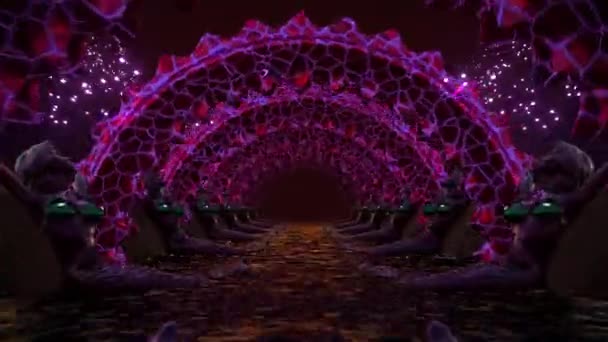 トリッピーなカラフルな魔法のサイケデリック トンネル3Dアニメーション — ストック動画