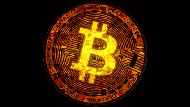 Bitcoin Cryptocurrency Digital Coin Loop Alpha Crypto Blockchain Technologyピアツーピア取引資産エネルギー — ストック動画