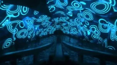 Psychedelic Sualtı Tünelinde Yolculuk Visuas 'ı Hipnotize Eden 4K 3D animasyon