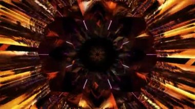 Kusursuz 4k 3d döngüsü ile kaleydoskop sonsuz desenli renkli tasarım dijital sanat barışçıl sanal hipnotize etme LSD seyahat videosu