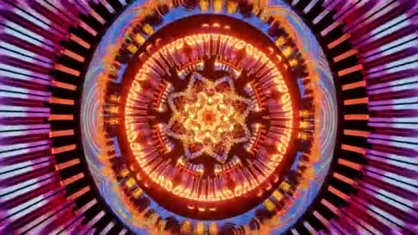 Kaleidoscope Infinito Brilhante Loop Animação Cogumelo Viagem Sem Costura Loop — Vídeo de Stock