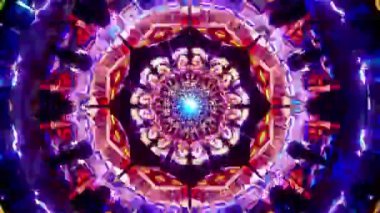 Ruhani uyanış döngüsü 3 boyutlu soyut psikedelik LSD tripli mandala kaleydoskop sonsuz hipnotize edici desen kusursuz 4k döngü