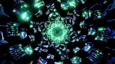 Dijital 3D soyut mandala kusursuz döngüsüz, çakra ve üçüncü göz açmak için etnik parlak enerji görselleri olan barışçıl müzik videosu.