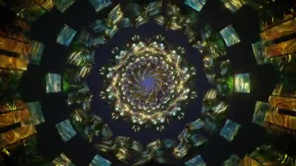 迷幻的神圣几何图形无限大万花筒视觉隧道无缝4K环酸之旅冥想精神觉醒 — 图库视频影像
