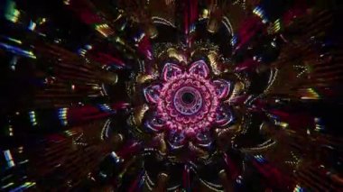 Vj Tüneli Hareketi Mandala Psikedelik Animasyonu. Parti için mükemmel, görsel işitsel, DJ, vj, sanatçılar. Uyanışı kutlamak için kullanılır. MetaEvrene doğru
