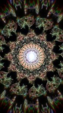 Rahatlamayı, konsantrasyonu ve görsel terapiyi destekleyen harmonik dönüşlü mitik kutsal geometri döngüsü, organik eğrileri ve hassas geometriyi dengeleyen mitsel mandala mimarisi.