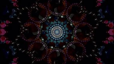 Karmaşık kutsal geometri katmanları olan soyut mandala tüneli, bir portal gibi içe dönük dairesel desen, rahatlatıcı görseller, meditasyon arka planı, dijital duvar kağıtları, projeksiyon haritası ve VJ döngüleri için mükemmel.