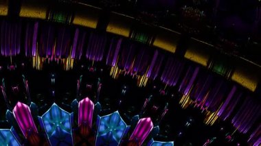 Hipnotik dönen kaleydoskop mandala katmanlı simetri ve derin dairesel akış, soyut psikedelik hareket örüntüsü meditasyon görsel, dalgın döngüler, görselleştiriciler ve dinamik arka planlar için tasarlanmıştır.