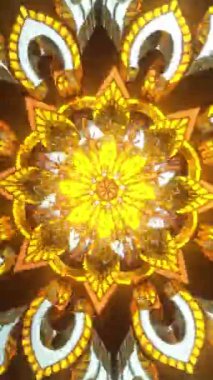 Pürüzsüz döner hareketli parlak mandala ve parlayan geometri, düşünceli görseller, yoga sahneleri, ortam ses manzaraları ve ruhani dijital ortamlar için sakin bir makara ideal.