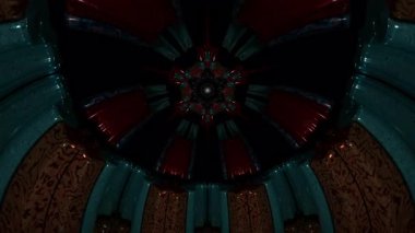 Işıl ışıl ruhani kubbe bir ışık katedrali oluşturuyor, karmaşık mandala deseni nefes alan ilahi şifa enerjisi, Tibet meditasyon tapınaklarından esinlenerek kutsal bir alan.