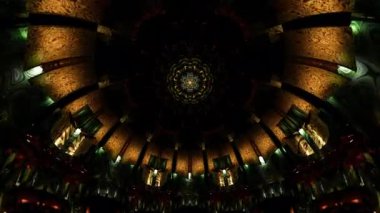 Göksel mandala kubbesi ışıl ışıl bir ruhsal kapı oluşturuyor, kutsal geometri kutsal bir katedral gökyüzü gibi genişliyor, sakin farkındalık, adanmışlık ve ilahi bilinç atmosferi