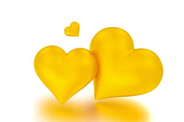 Golden hearts isolated on white background — Stock Photo, Image