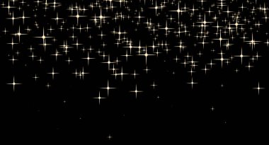 Siyah arka planda parlayan altın yıldızlar.