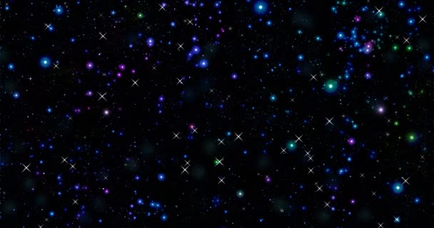 Fond Spatial Avec Étoiles Multicolores Brillantes Animées Sur Fond Noir — Video