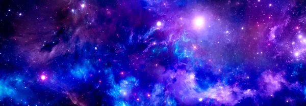 Κοσμικό υπόβαθρο, αστρόσκονη και λαμπερά αστέρια, πολύχρωμο νεφέλωμα — Φωτογραφία Αρχείου