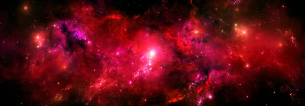 Nebuloasă roșie colorată în spațiu adânc cu sclipici de stele — Fotografie, imagine de stoc
