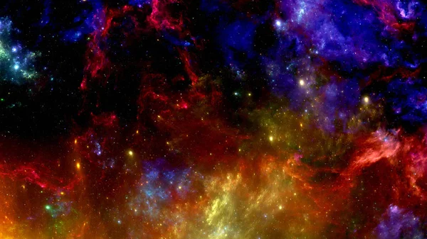 Барвиста Космічна Туманність Яскравими Зірками Глибокому Космосі — стокове фото