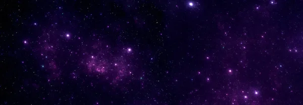 Ночь фиолетовое звездное небо с туманностью в глубоком космосе Стоковое Изображение