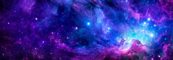 Sfondo cosmico con una nebulosa viola blu e stelle — Foto Stock