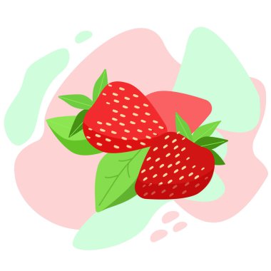 Taze çilek. Sağlıklı bir yaşam için vitaminler. - Evet. Vektör illüstrasyonu