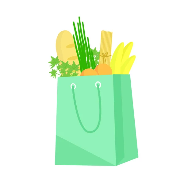 Papírový Sáček Potravinami Ekologické Nákupní Tašky Připravte Papírový Sáček Jídlo — Stockový vektor