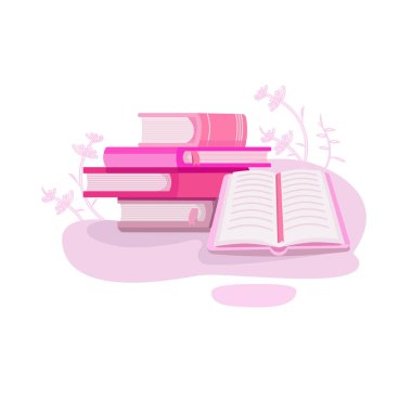 Pembe Açık Kitap Vektör illüstrasyon tasarımı