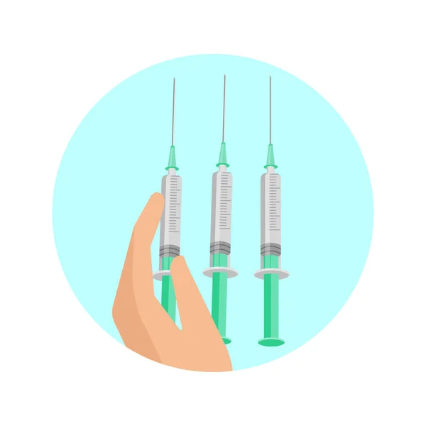 Iconos. Jeringas inyectables.Vacunación contra el coronavirus, gripe. — Archivo Imágenes Vectoriales