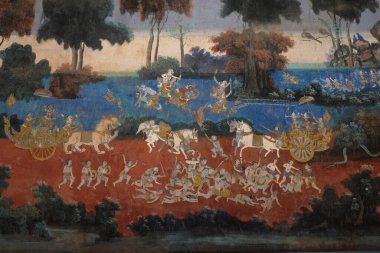 Wall painting of Ramayana,Royal palace, Phnom Penh, Cambodia clipart