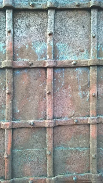 Old Riveted Metal Door Close — Stock Photo, Image