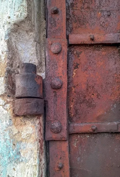 Dobradiça Porta Metal Velho Perto — Fotografia de Stock