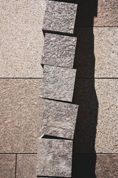 Granite Paving Stones Brown Color Laying Lining Pedestrian Sidewalk Lies — Stock Photo, Image