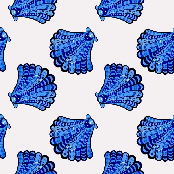 Безшовний Акварельний Візерунок Синьою Черепашкою Графічним Геометричним Орнаментом — стокове фото