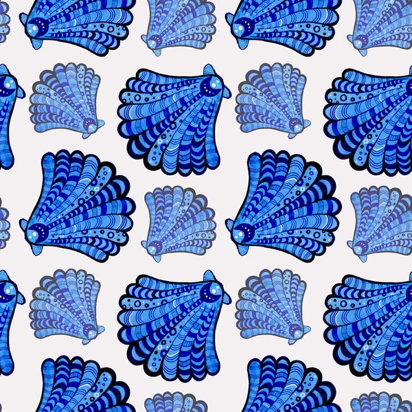 Безшовний Акварельний Візерунок Синьою Черепашкою Графічним Геометричним Орнаментом — стокове фото