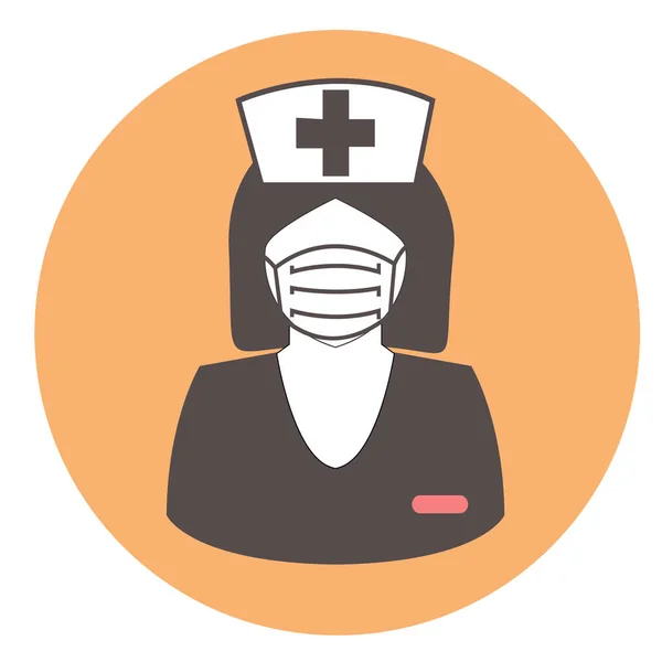 Медсестра Масці Обличчя Векторна Іконка Персиковому Фоні Символ Сторінки Значка — стоковий вектор