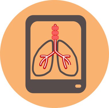 Bilgisayarlı tomografi akciğerleri ikonu şeftali arkaplanında izole edildi. Tomografi akciğerleri ikon sayfası sembolü web sitesi tasarım logonuz için, uygulama, UI. Vektör illüstrasyonu, EPS10.