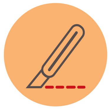 Kırmızı kan çizgisi simgesine sahip neşter şeftali arkaplanında izole edilmiş düz moda. Web sitesi tasarım logonuz için neşter simgesi, uygulama, UI. Vektör illüstrasyonu, EPS10.