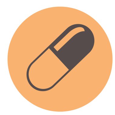 Şeftali arka planında izole edilmiş modaya uygun düz stil ikonu. Web sitesi tasarım ikonu logosu, uygulaması, UI için ikon sayfa sembolü. Hap simgesi Vektör illüstrasyonu, EPS10.