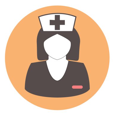 Şeftali arka planda hemşire vektör ikonu. Web sitesi tasarım logonuz için hemşire simgesi, uygulama, UI. Vektör illüstrasyonu, EPS10.