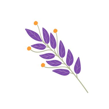 Çiçeksel dekoratif mor dal ögesi