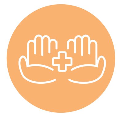 El Tıbbi İşaretleyici vektör simgesi. Biçim düz yuvarlak sembol, kahverengi renk, yuvarlak açılar, beyaz arkaplan.