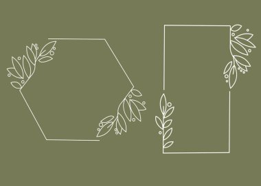  vektör logosu elementleri, geometrik çiçek çerçeveleri, eps