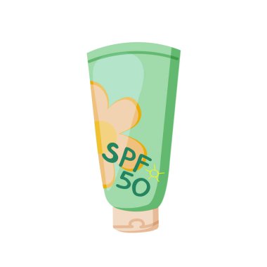 Güneş kremi tübü cilt koruma vektörü çizimi