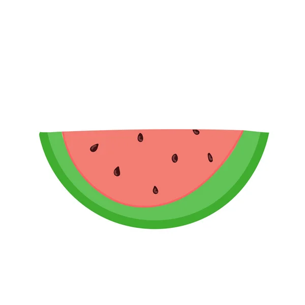 Diseño plano mitad sandía fruta icono vector — Vector de stock